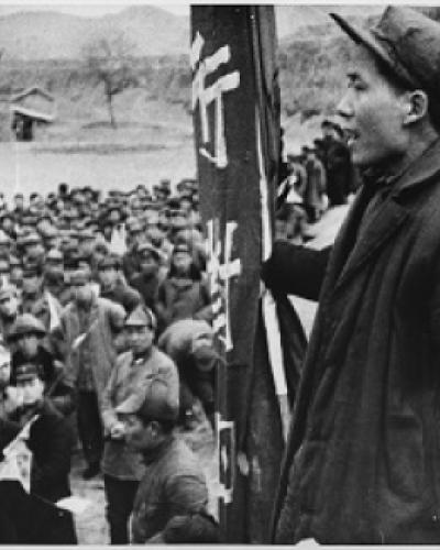 Mao Tse-Tung, leader of China's Communists, addresses some of his followers. - NARA - 196235.tif