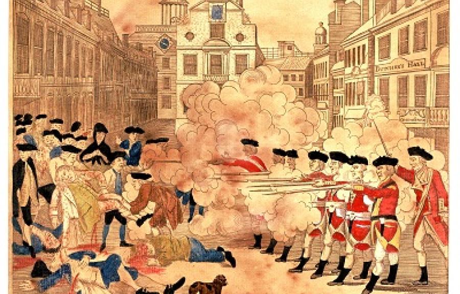 News article depicting the Boston Massacre