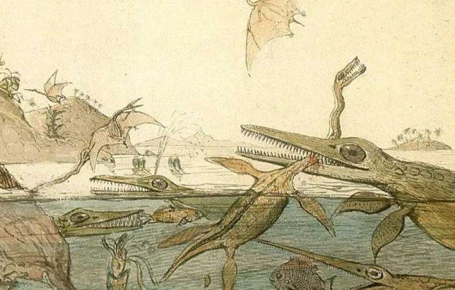 Henry de la Beche, "A more ancient Dorset,"  watercolor 1830