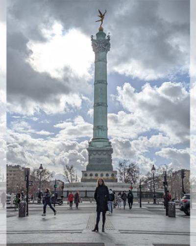 Sam Wesner in front of Place de la Bastille