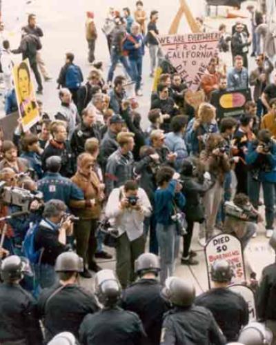 ACT-UP demonstration at FDA headquarters in Rockville, Maryland, 1988.
