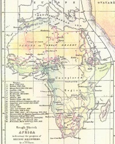 1853 map of Africa, the remaining Unexplored Region essentially corresponds to the Congo basin