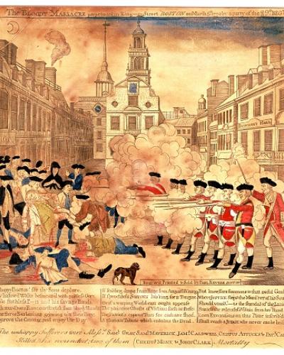 News article depicting the Boston Massacre