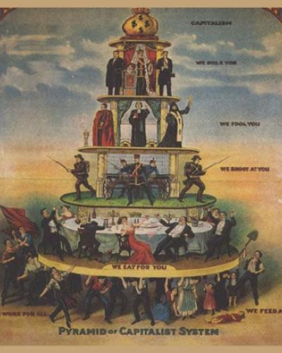 Pyramid of Capitalism ~ 19th century drawing